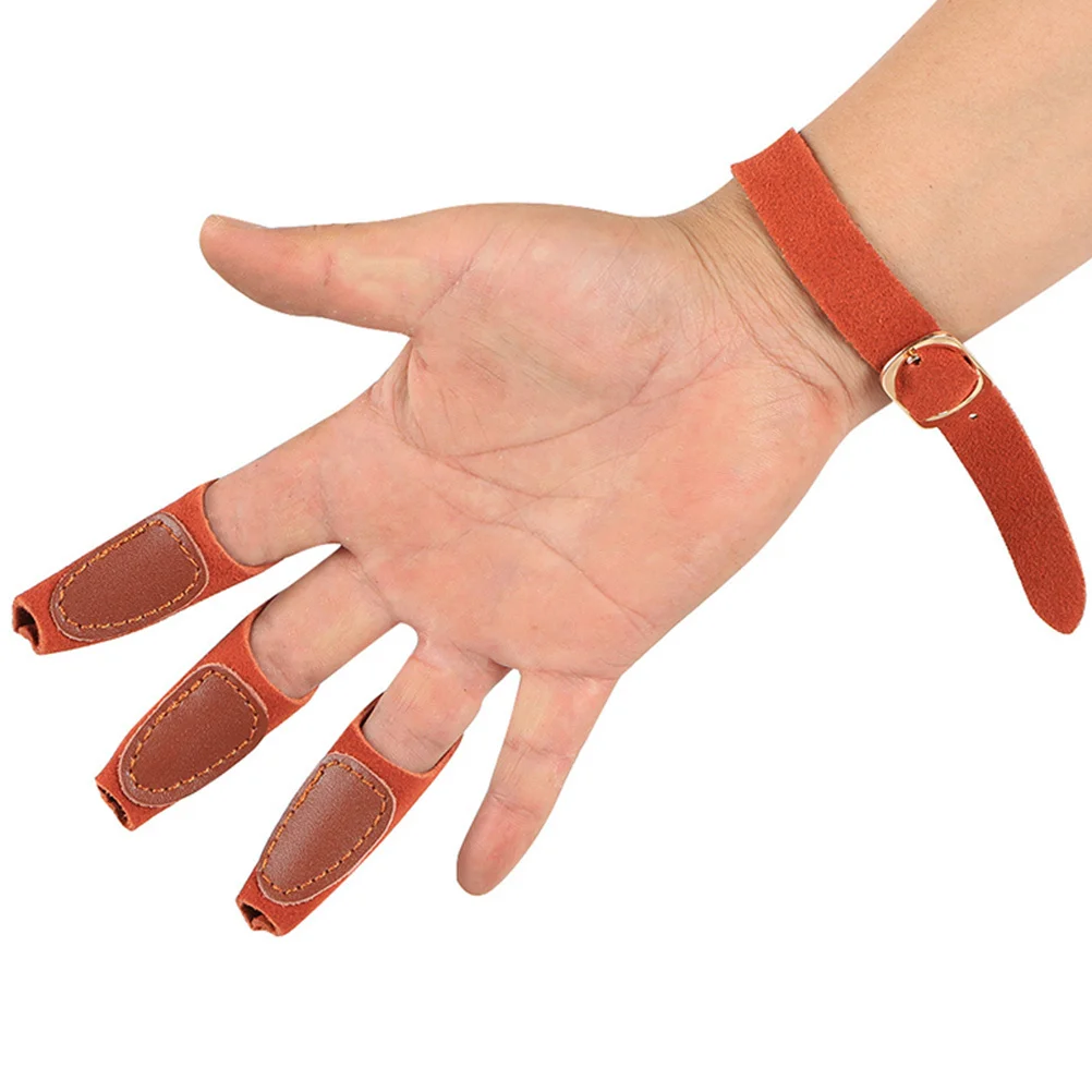 

Three Finger Archery Protective Gloves Adjustable Locking Buckle Sports Protective Cover Bow Arrow Accessory Archery Finger