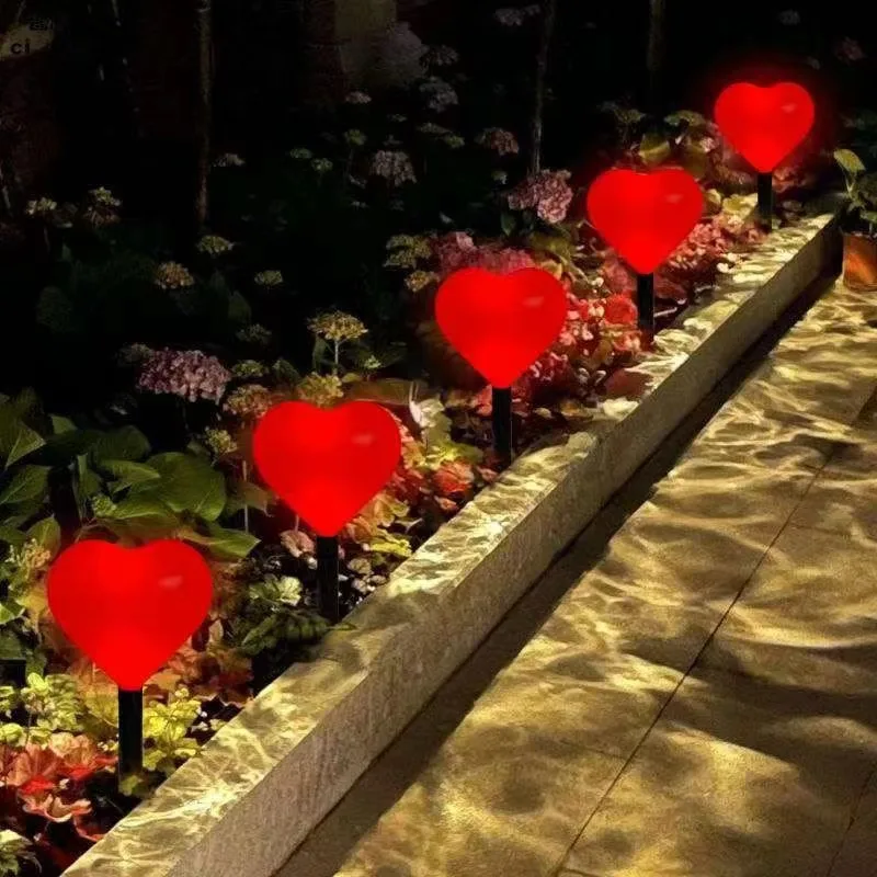 5pcs Love Solar Outdoor Lights Valentine's Day Decor LED Lights Garden Decorations Pathway Lights Ground Plug Light 910