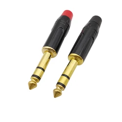 TRS Plug 6.35mm 1/4Inch Stereo Male Plugs 3 Pole Audio Microphone Wire Cable Solder Type Connector for Speaker Mixers Microphone