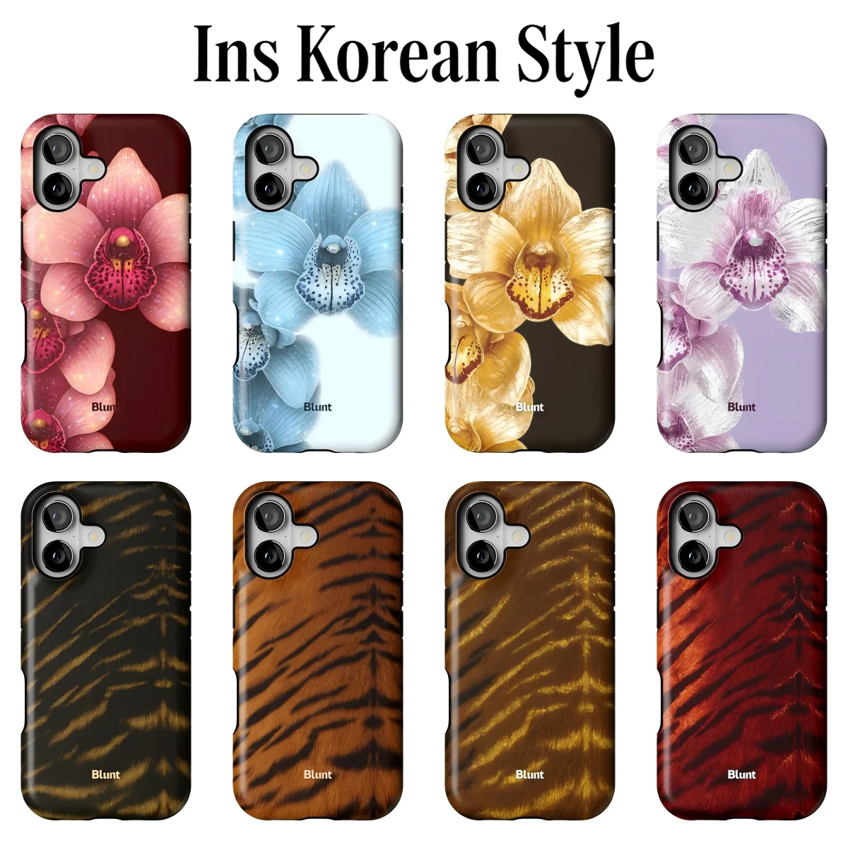 Luxury Clmj Orchid & Tiger Stripe Phone Case for Samsung Galaxy S24 S25 S26 FE Plus Ultra Edge 4G 5G Luxury Double-layer Cover