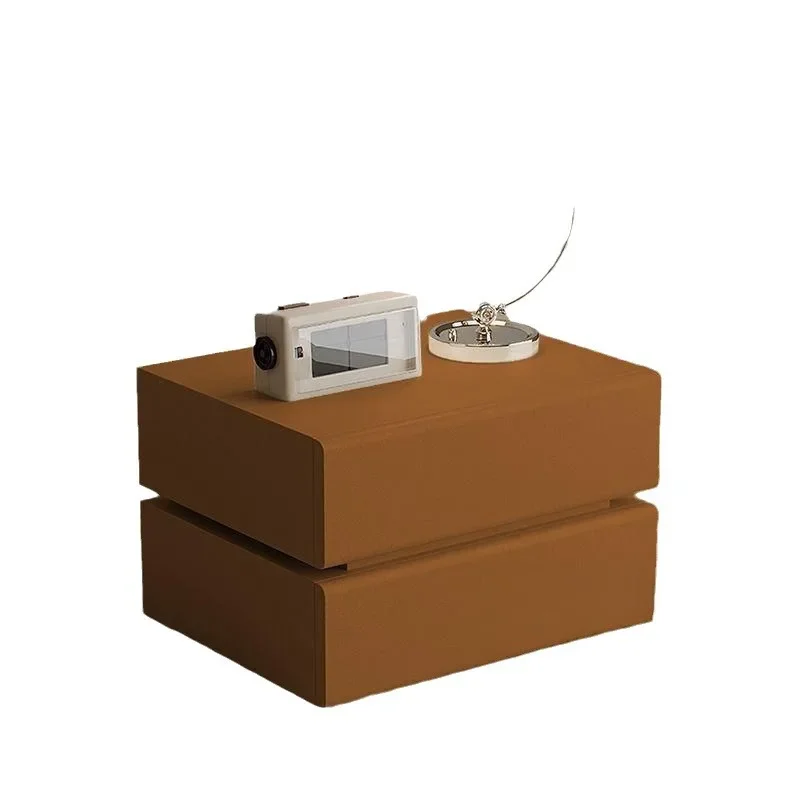 Large size super atmosphere, cream wind, microfiber leather solid wood bedside table, solid color bedside table