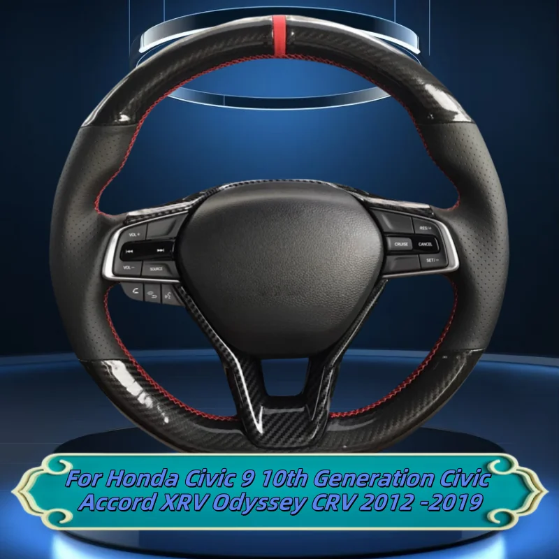 

Car Steering Wheel Cover Hand-Sewn Genuine Leather For Honda Civic 9 10th Generation Civic Accord XRV Odyssey CRV 2012 -2019