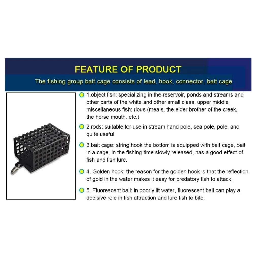 Bait Container Square Shape Metal Feeder Wire Material 30g-100g Weight Bait Cage Bait Basket Holder Carp Fishing view 2