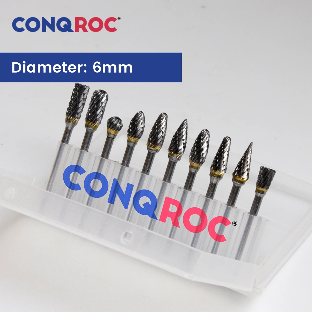 Rotary Burs Set 3mm Shank Diameter-6mm 10-Different-Type Tungsten Carbide Double Cut Milling Cutters for Dremel