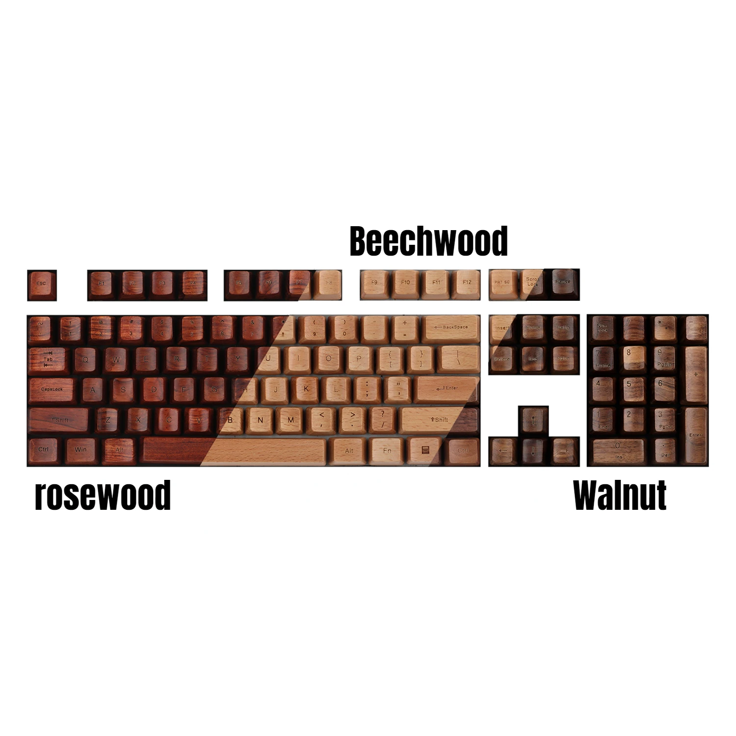 Walunt Rosewood Beech Wood Handmade Keycap OEM Profile For Mechanical Keyboard Custom Keycaps for 61/87/104