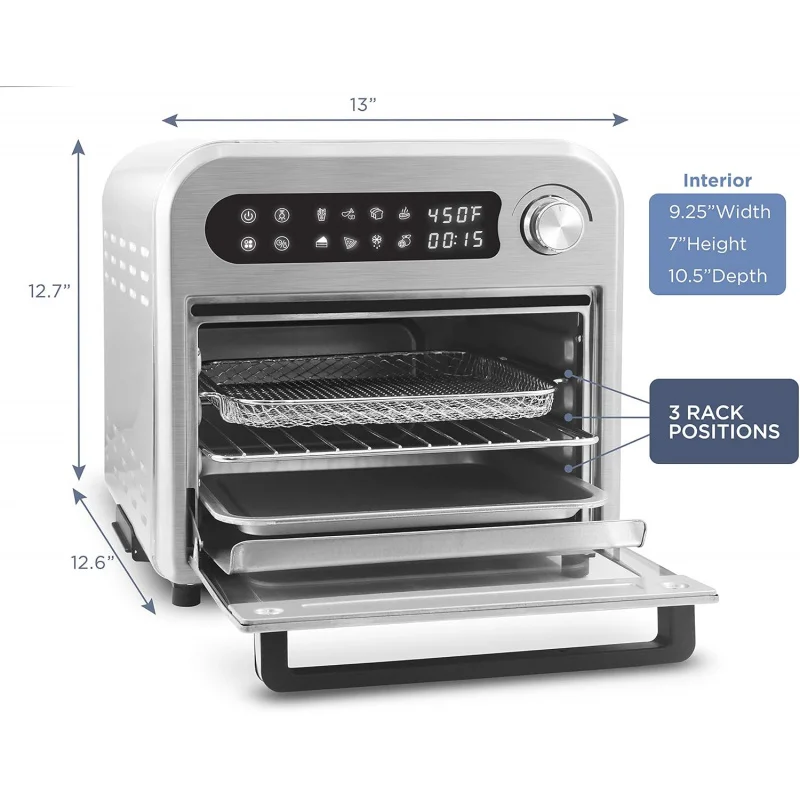 

(UUX)Programmable 10L Air Fryer Convection Countertop Oven, 8 Menu Settings, Temperature + Timer Controls, Bake, Toast, Broil UQ
