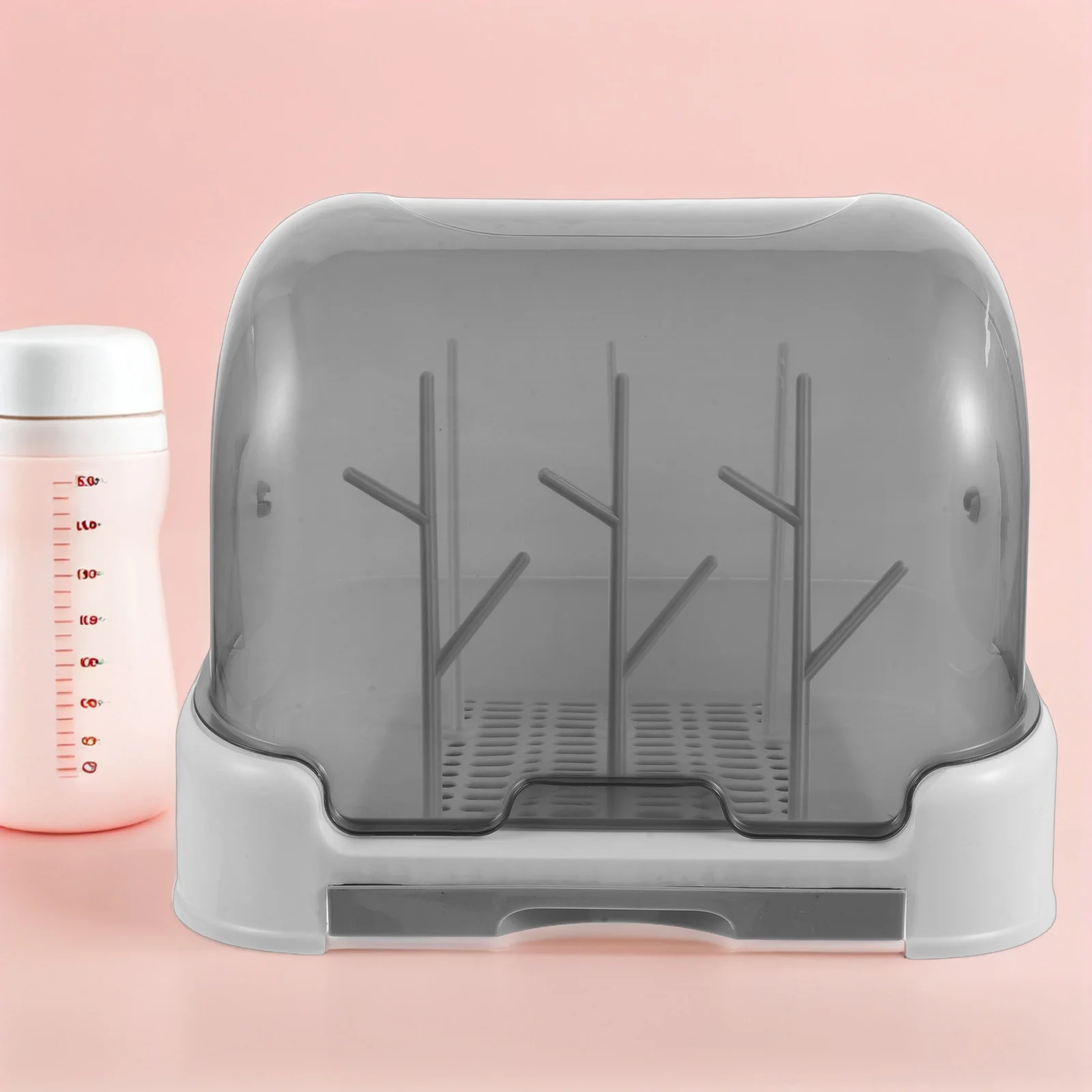 

1Set Dustproof Baby Bottle Dry Rack Compact Design for Bottles Nipples Cups Kitchen Nursery Organizer