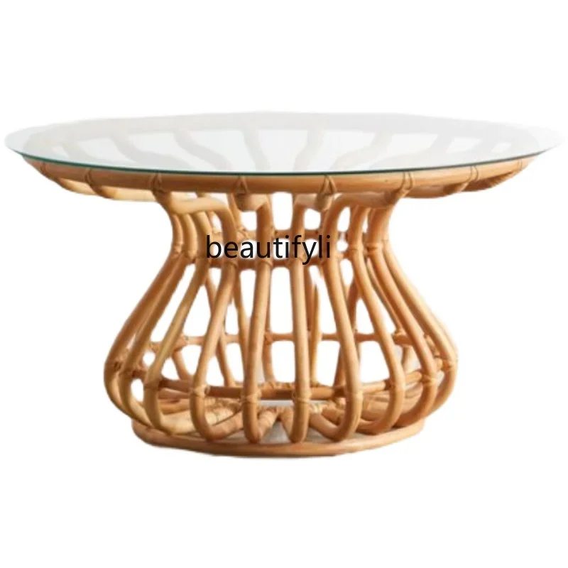 

X188Nordic Rattan Tea Table Living Room Home Small Apartment Modern Minimalist Southeast Asian Balcony Table-Chair Set