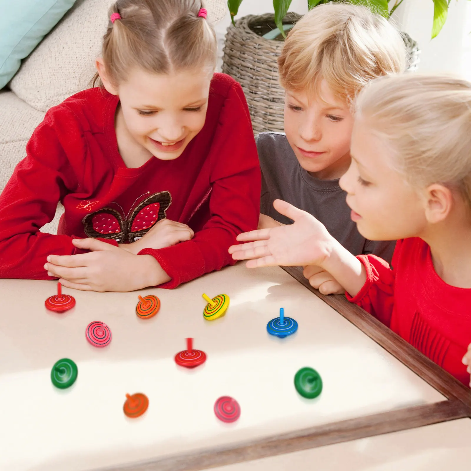 12pcs Wooden Gyro Spinning Tops for Kids – Educational Hand-Eye Coordination & Stress Relief Toy Set