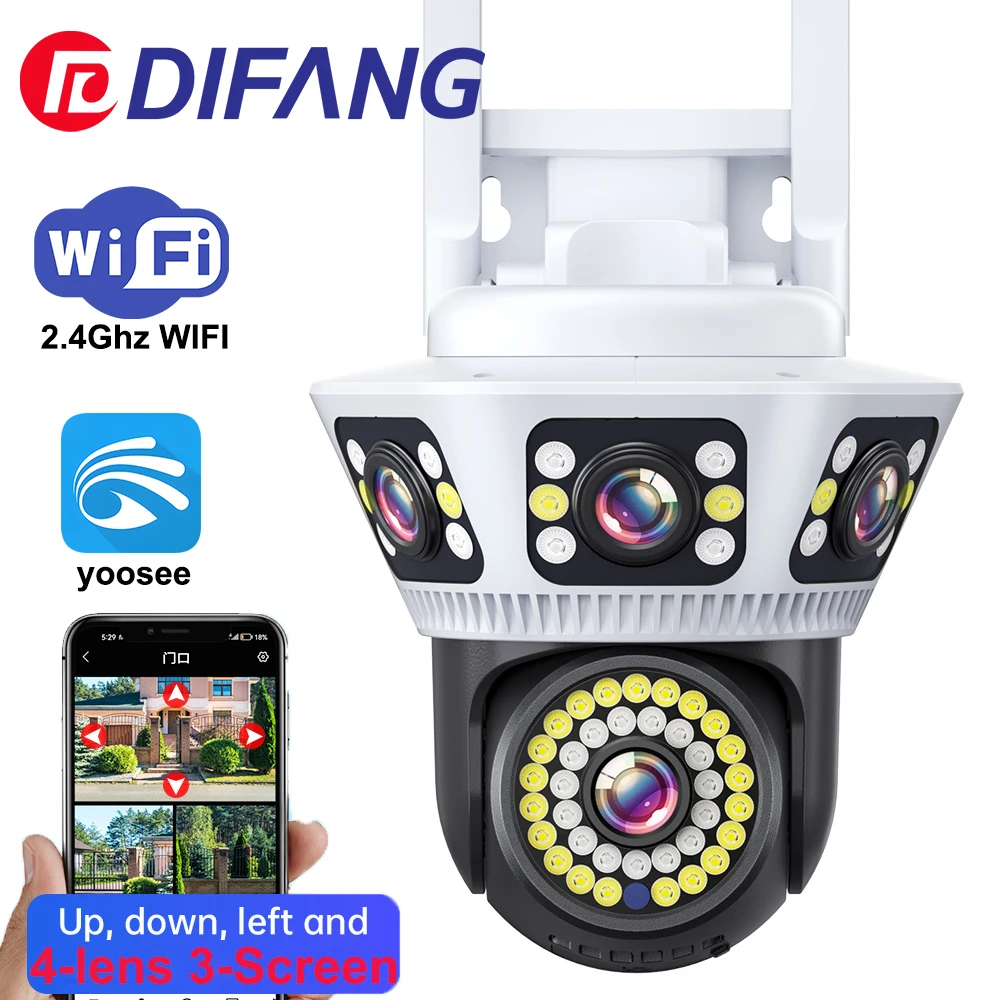 

DIFANG Outdoor Waterproof Triple Screen WiFi Security Camera, Two-Way Audio, Motion Detection CCTV Survalance wireless IP Camera