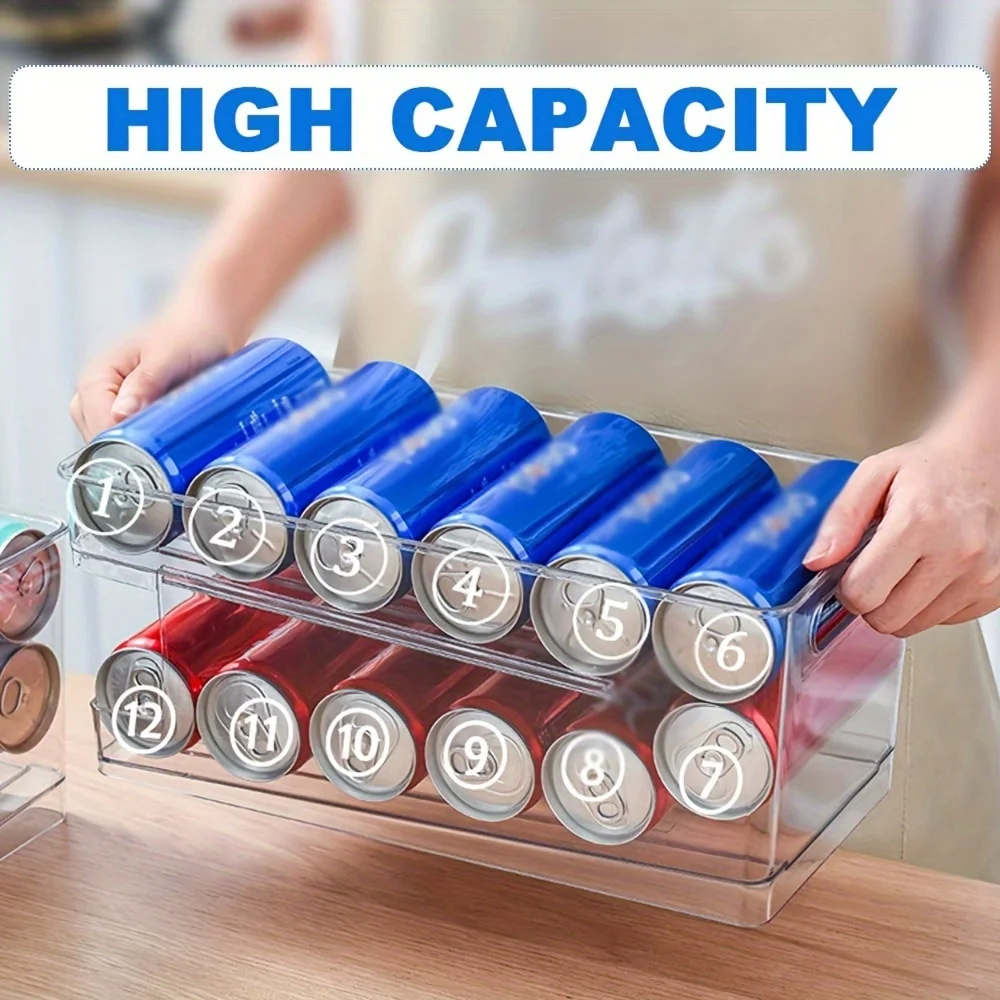 1PC Double layered Rolling Can Dispenser with Bisphenol A Free Soda and Beverage Manager - Perfect for Refrigerators, Pantry