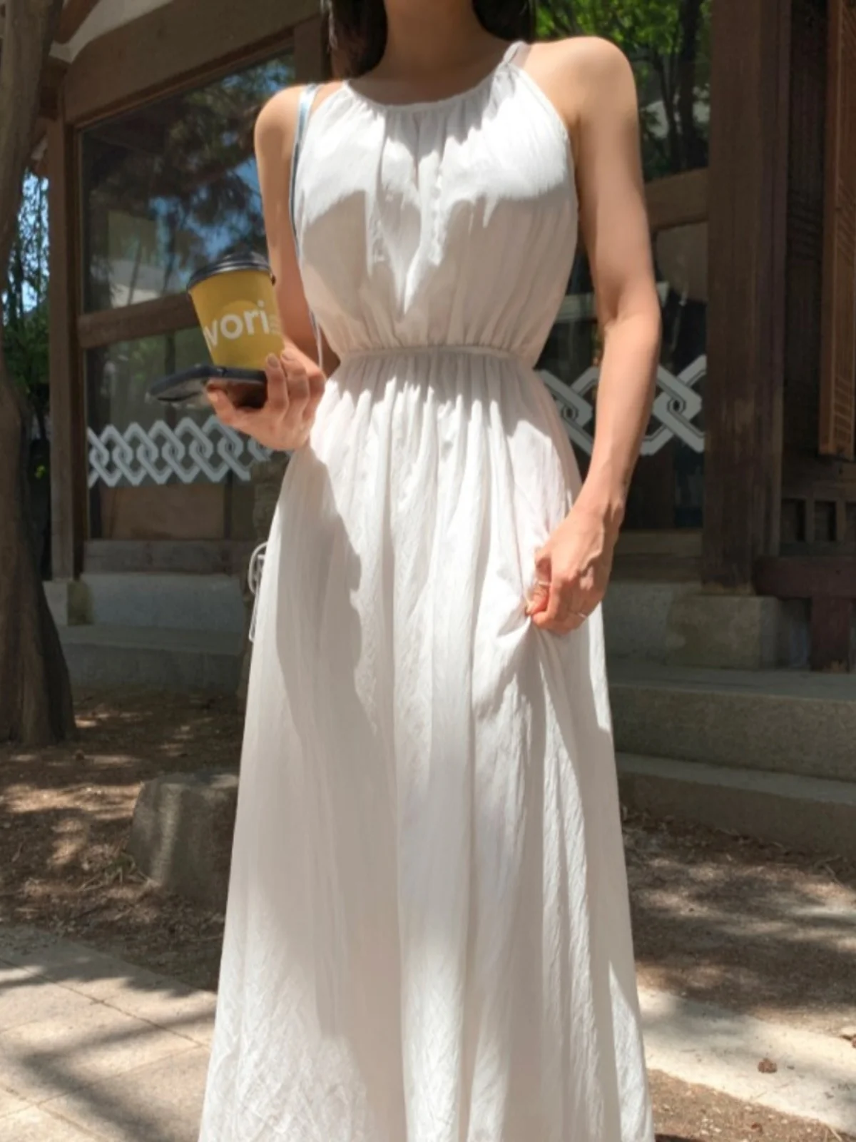 Chique zomer casual eenvoudig ontwerp uitgehold bal taille cinched Svel Neline Dr damesvest Dr Koreaanse Sle...