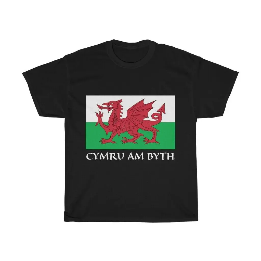 

Cymru Am Byth, Red Dragon, Flag Of Wales, Welsh Pride Men's 100% Cotton Casual T-shirts Loose Top New