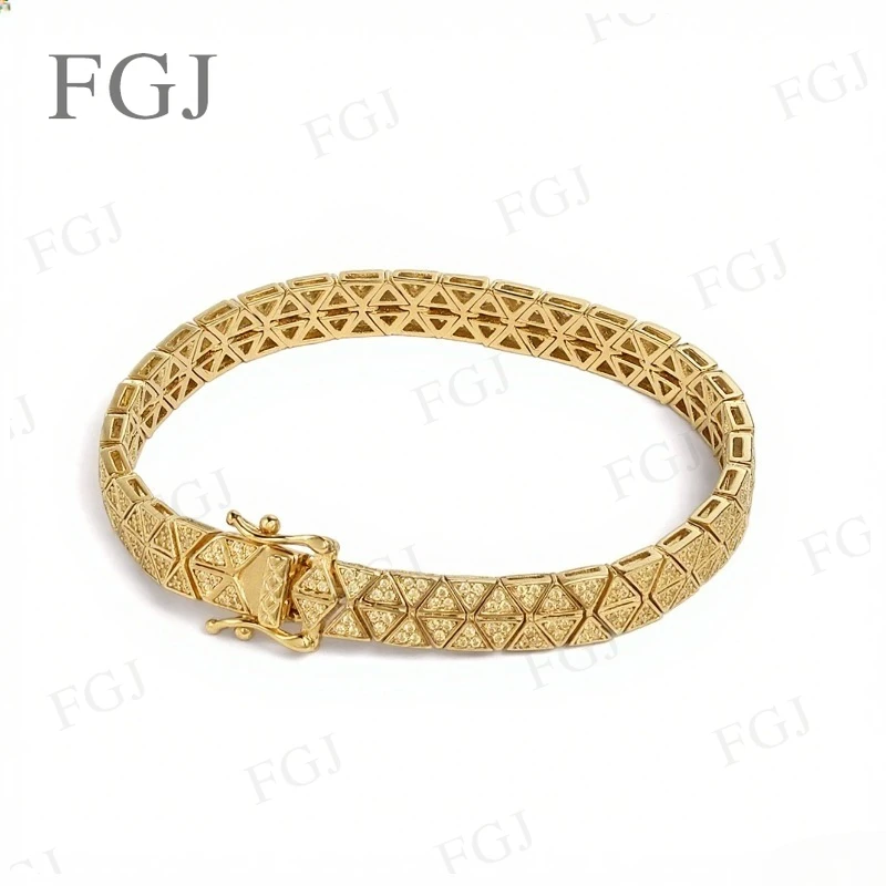 

D Color Moissanite Round VVS1 Gold Plated Classical Bracelets Solid 925 Sterling Silver Diamond Tennis Necklaces for Women Man