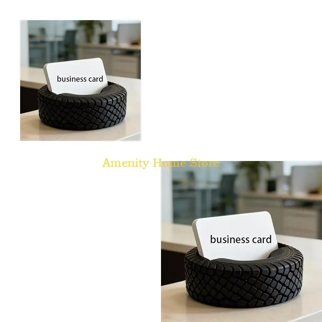 F26C Unique 3D Printed Tire Business Card Stand With NonSlip Base And Durability Construction For Professional Spaces