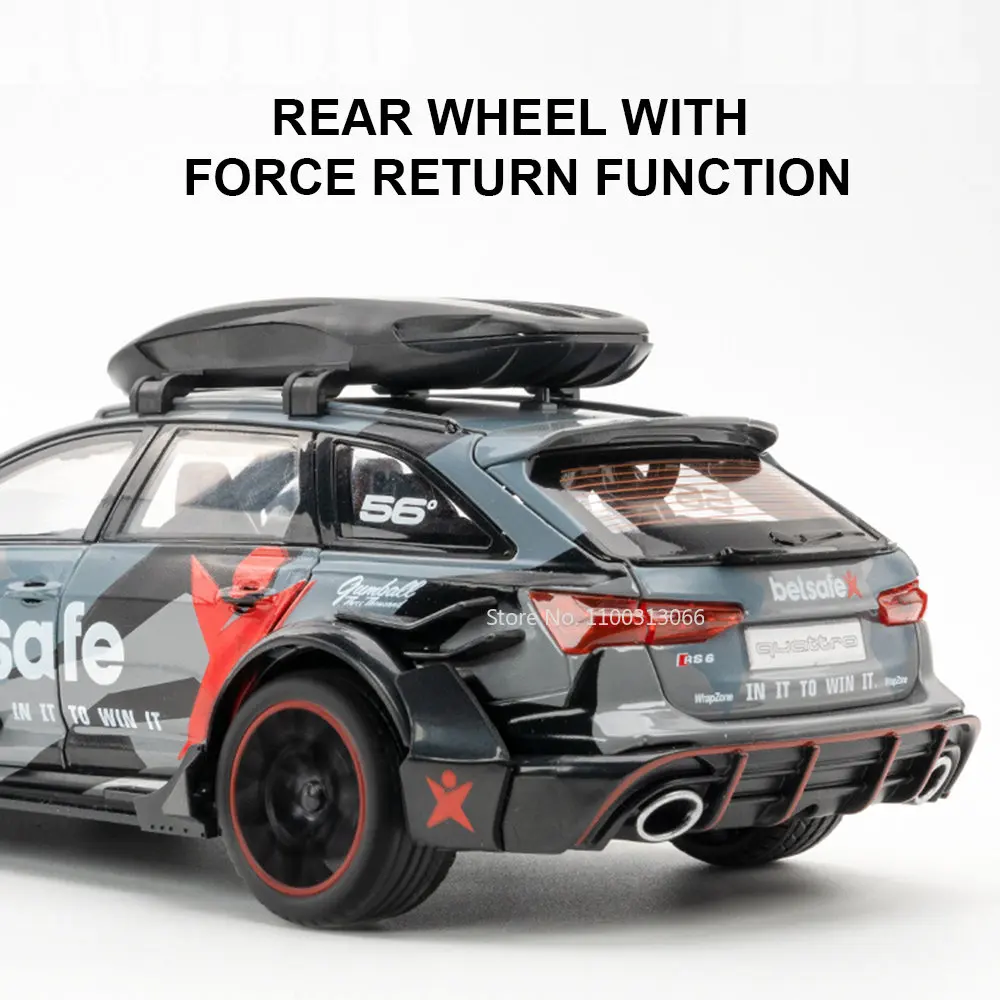 1/24 RS6 Geändert Fahrzeuge Auto Modell Spielzeug Legierung Diecast Mit Zurückziehen Licht & Sound Modell Autos Jungen Geschenke für Kinder