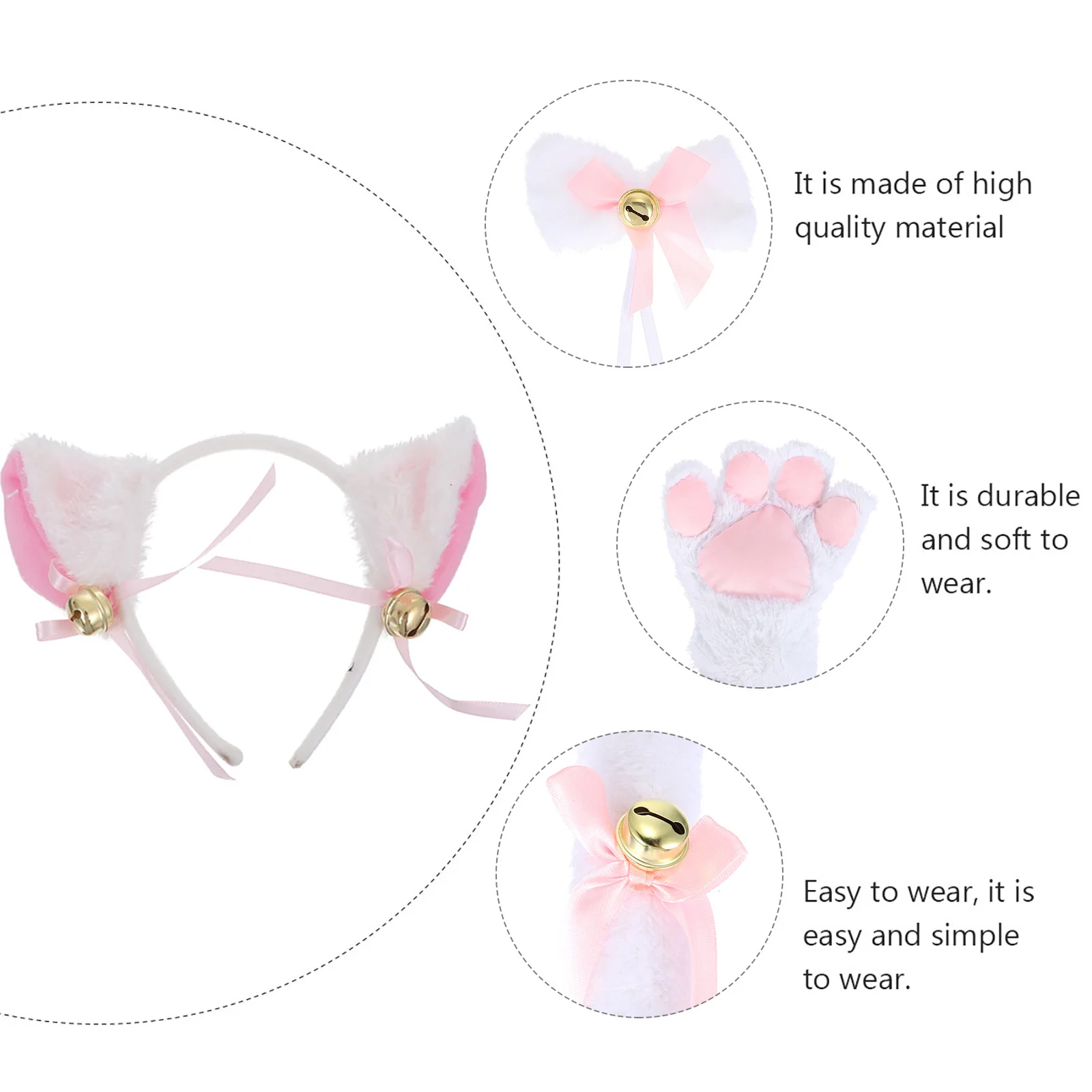 

1Set Cat Cosplay Costume Kit Cat Ears Tail Paw Bow Tie for Masquerade Cosplay Party Performance Performance Costume