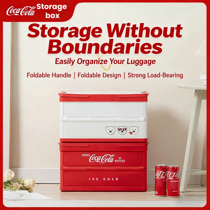 Coke Foldable Storage Box Food Home Sundries Organizer Large Capacity Box Clothes Storage Box Outdoor Folding Box Car Trunk