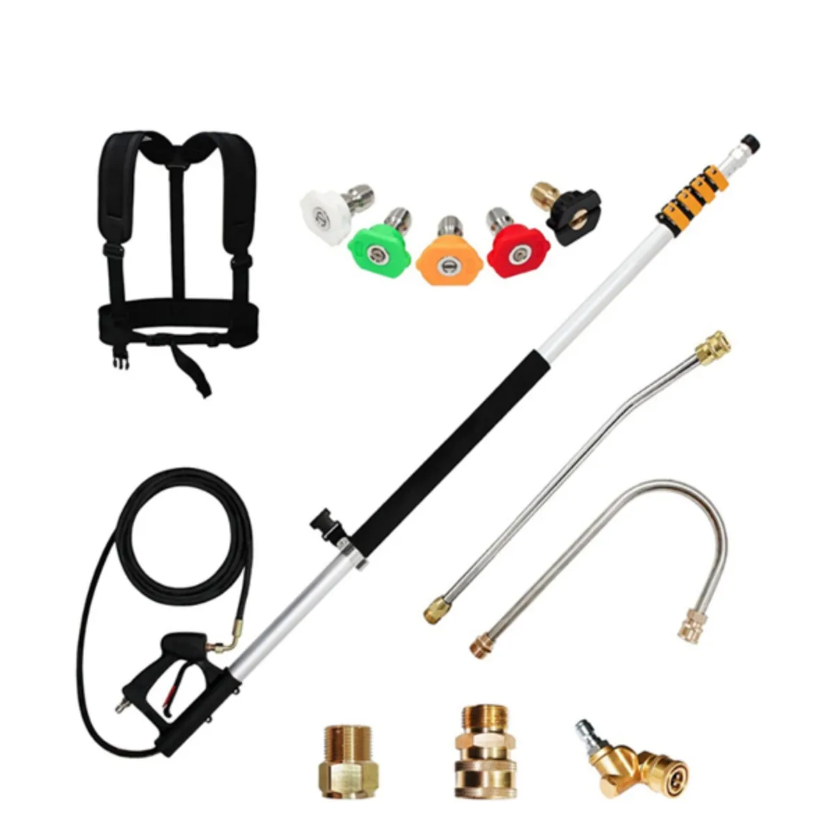 5피트에서 24피트까지 고압 세척기 텔레스코픽 건 4000 PSI 3/8" 퀵 릴리즈 피팅 고압 세척기 연장 막대