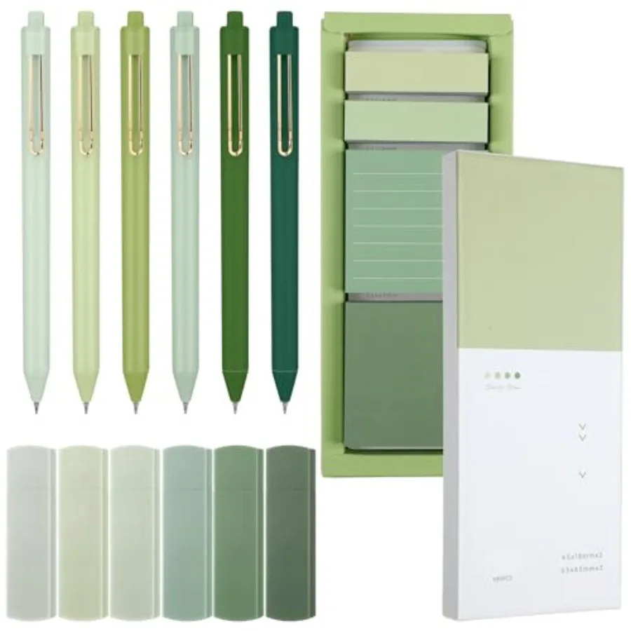 

Sage Green Office Desk Accessories Aesthetic School Supplies Pens Sticky Note Set 6 Mini Correction Tape 6 Retractable Black In