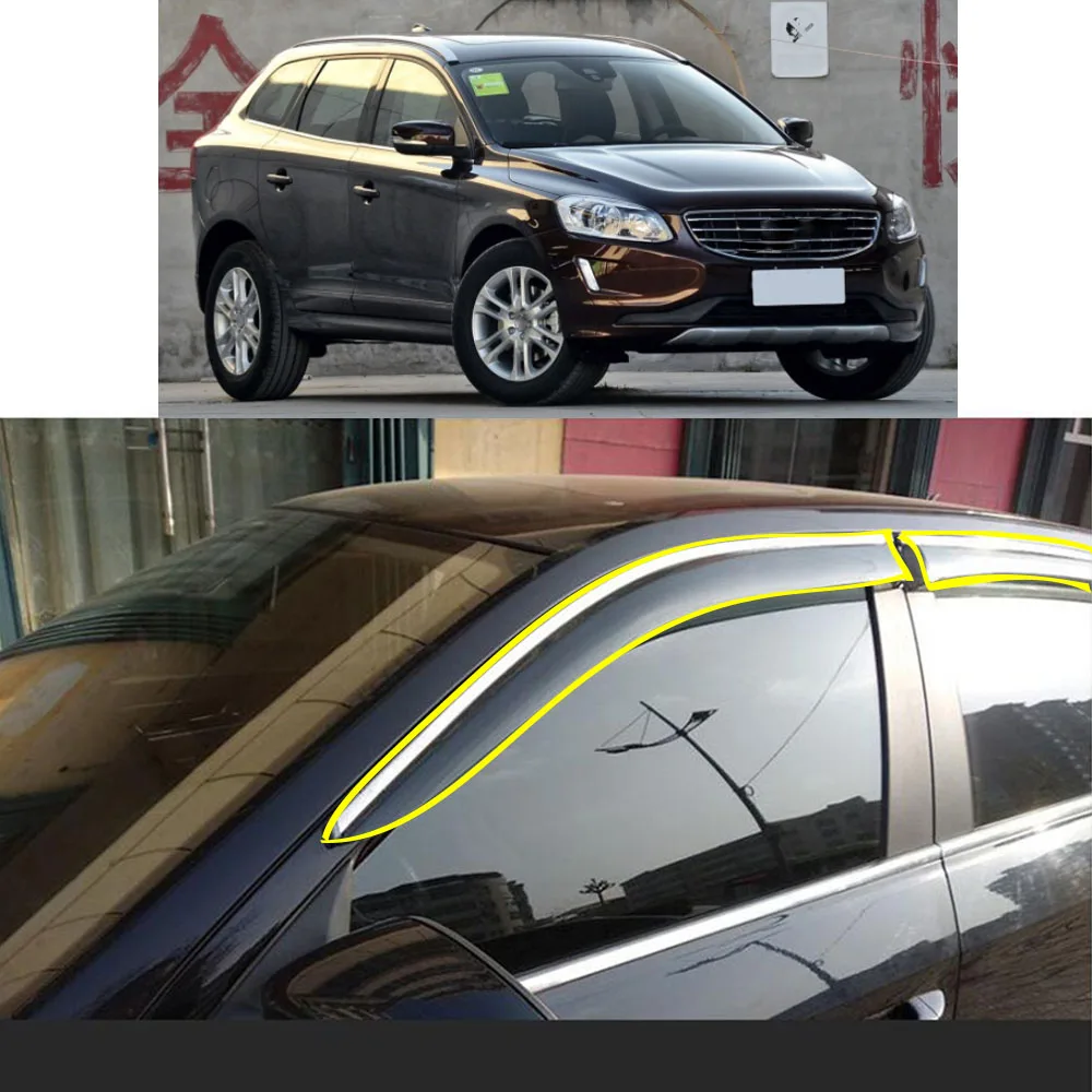 

Car Sticker Plastic Window Glass Wind Visor Rain/Sun Guard Vent For VOLVO XC60 2010 2011 2012 2013 2014 2015 2016 2017