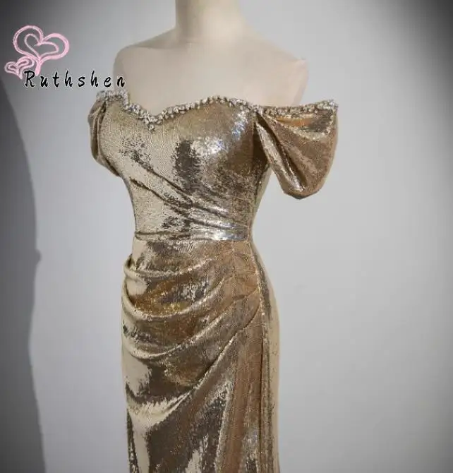 Vestidos de noite luxo 2025 elegante ouro lantejoulas feminino vestidos formais vestidos de fiesta personalizado Плаusingе На Выпускной personalizado