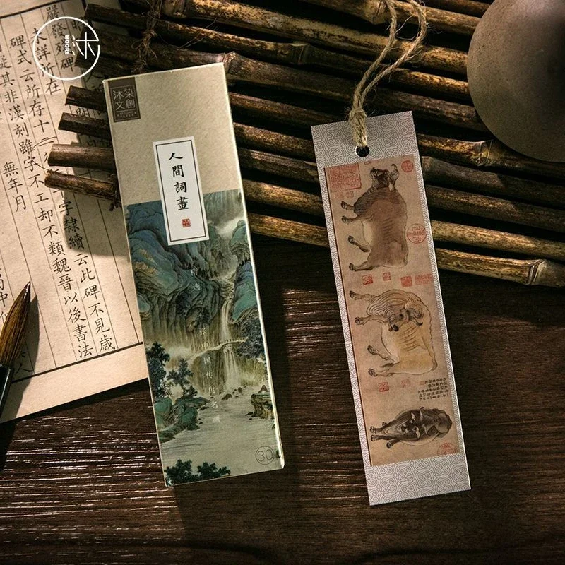 30 Pieces Ancient Chinese Painting Bookmarks High Quality Rectangle Paper Artistic Bookmark Student Teacher Stationery