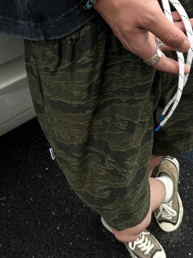 Japanese Vintage Heavyweight Cargo Shorts Men Cotton Camouflage Oversized Mid-Length Summer Loose Fit Premium Quality Casual
