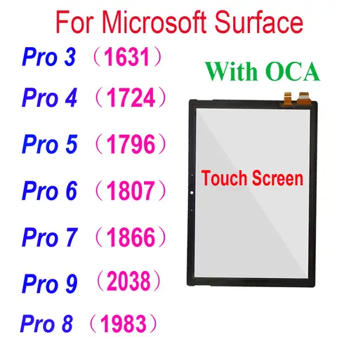 100% Test For Microsoft Surface Pro4 1724 Pro 3 4 5 6 Touch Screen Digitizer Glass Replacement For Microsoft Surface Pro3 Touch