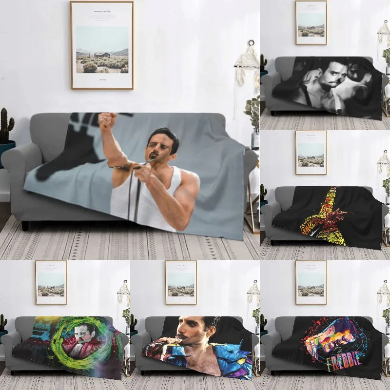 

Rock Music Freddie Mercury Blanket 3D Print Soft Flannel Fleece Warm Throw Blankets for Travel Bedroom Couch Quilt