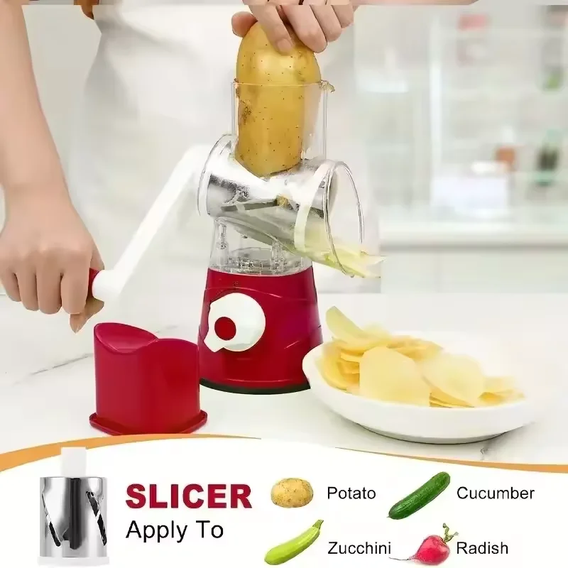 Multifunctional Roller Vegetable Slicer Cutter Hand Crank Home Kitchen Shredder Potato Rotary Drum Grater Kitchen Tools