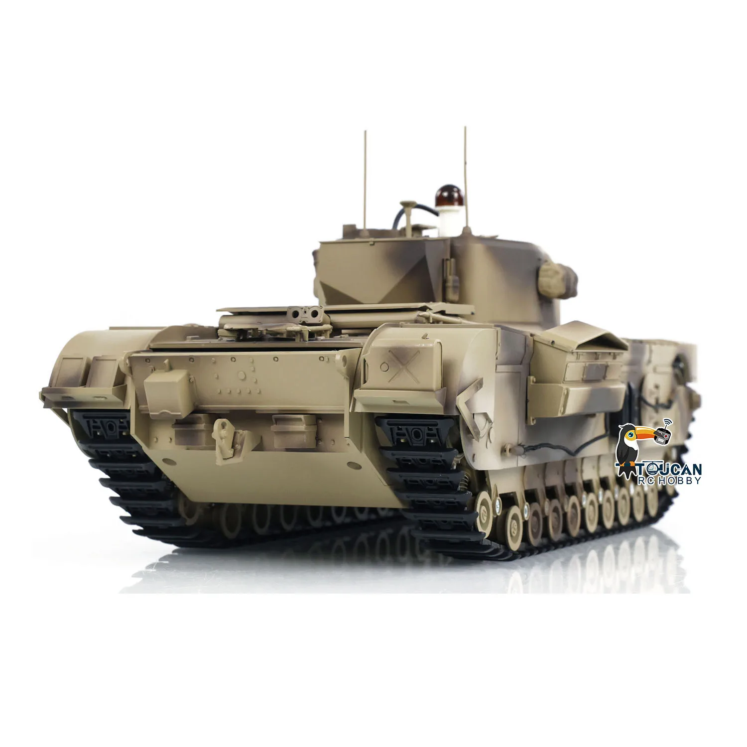 Tongde 1/16 Churchill Mk.VII RTR RC tanque con pistas de Metal sistema de batalla IR 1800 mAh batería actualización quitar modelo de Control