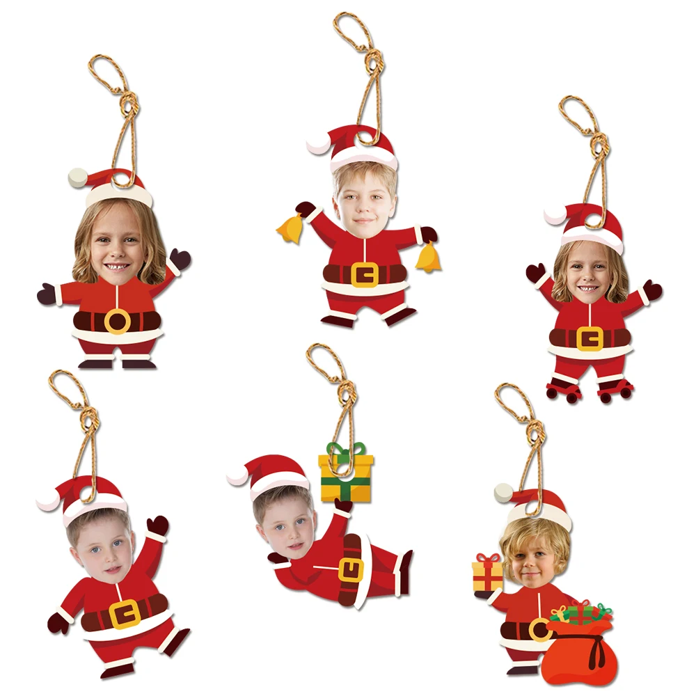 Maßgeschneiderte Weihnachten süße Weihnachtsmann Porträt Papier Geschenk Anhänger, Party Szene Dekoration Anhänger Geschenk Anhänger