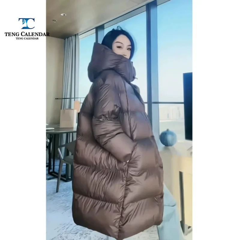 Women's Casual Warm Down Jacket, Medium to Long Thick and Full Puff Hooded Jacket, Women's Winter Coat, New Style, 2014