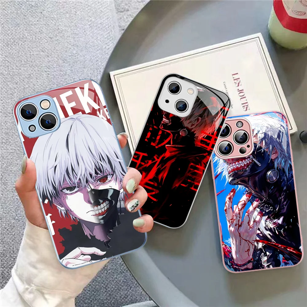 Anime Tokyo Ghoul Phone Case Tempered Glass For iphone 14 13 12 11 Pro Mini XS MAX 14Plus X XS XR Cover