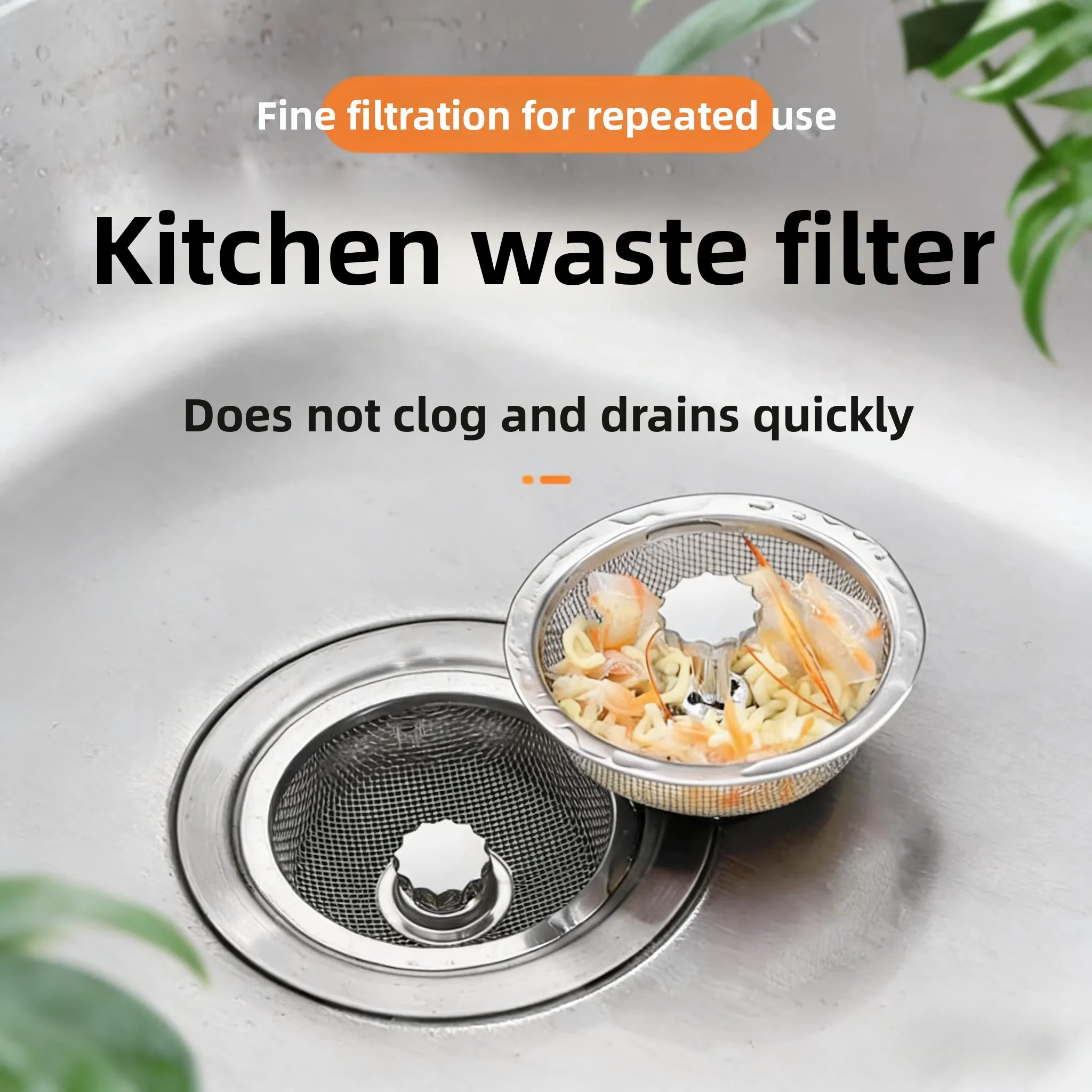 

1/3/5pcs Stainless Steel Mesh Filter For Kitchen Sink Vegetable Washing Residue Drain Waste Catcher Sink Hole Strainer Basket