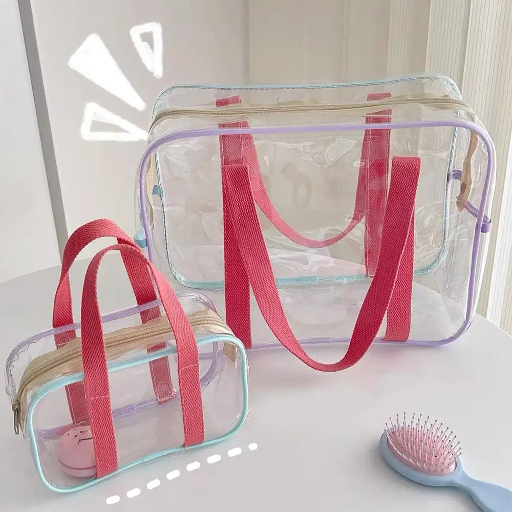 PVC Transparent Jelly Bag Toiletries Bag Cosmetics Bag Makeup Bag Storage Beach Bag Trip Swimming Waterproof Travel Business Bag