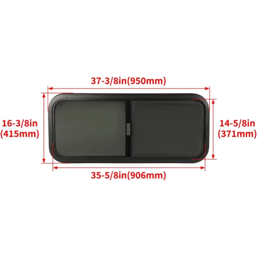 Horizontal 36x15 RV Window with Screen for Cargo Trailer