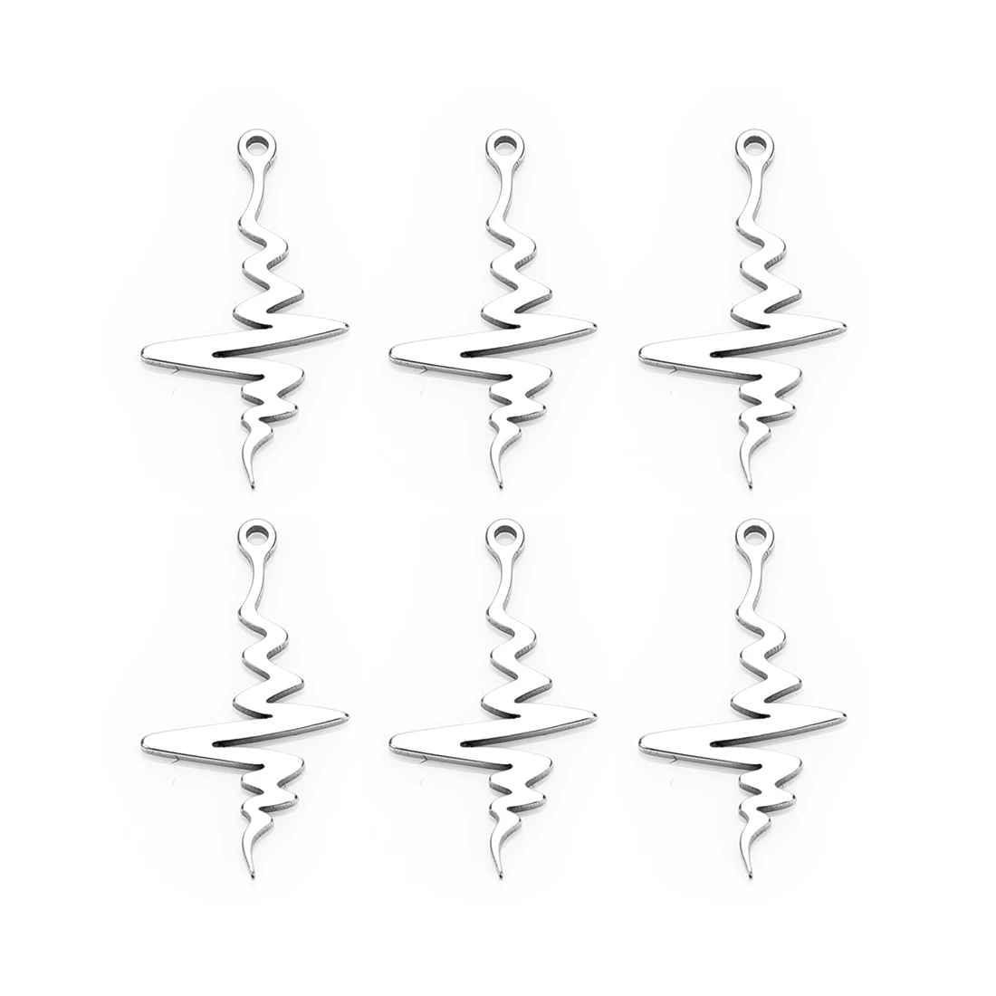 SAUVOO Stainless Steel  electrocardiogram shape Small Pendant Necklace Party For Women Girls Jewelry Gift For DIY Jewelry Making