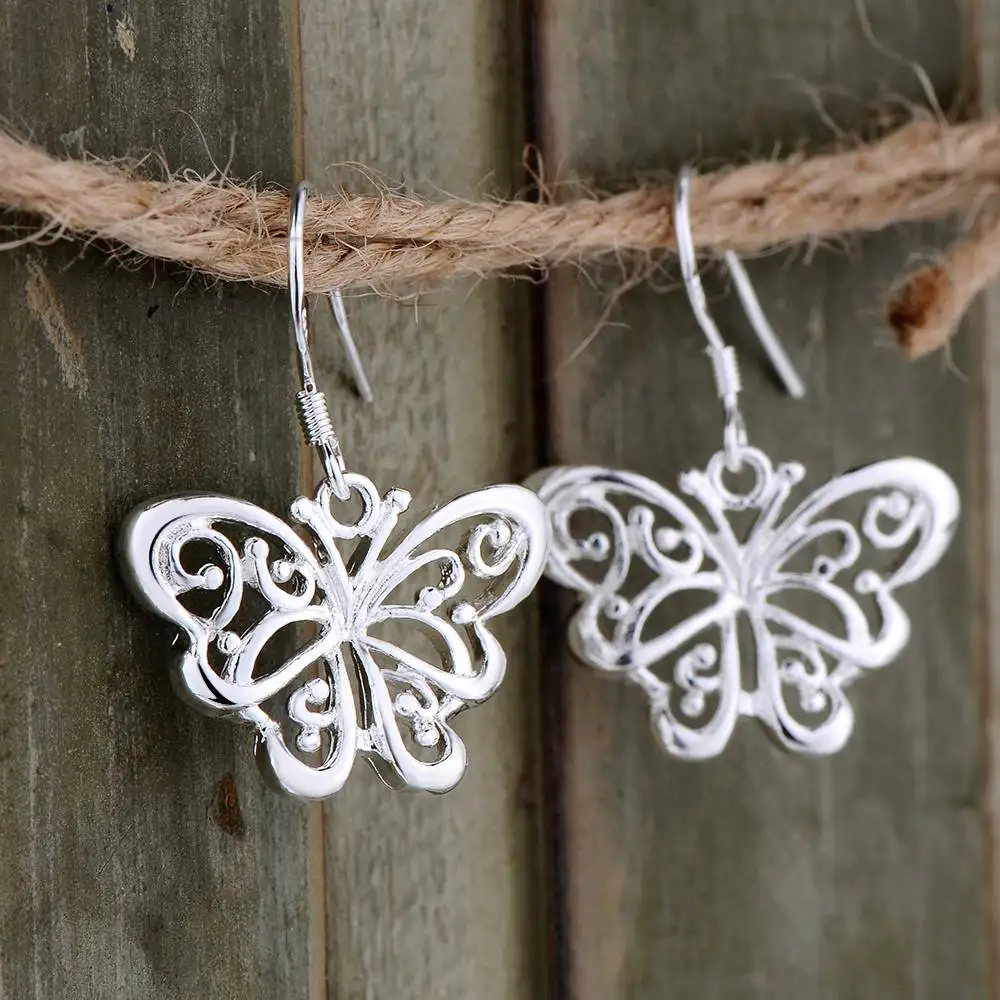 Neue Ohrringe aus 925er-Sterlingsilber, Schmetterling für Frauen, exquisiter Hochzeitsschmuck, elegante weibliche Accessoires, modische Party-Geschenke
