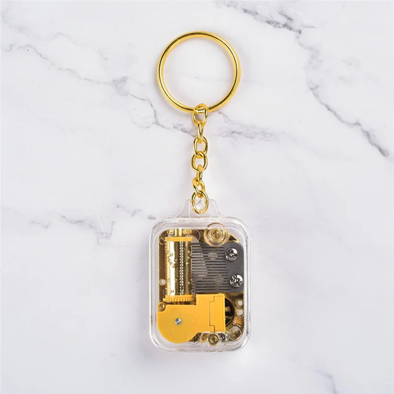 ABJF-Music Keychain Women Men Mini Music Box Movement Key Ring Musical Instrument Toy Car Bag Pendant Charms Jewelry