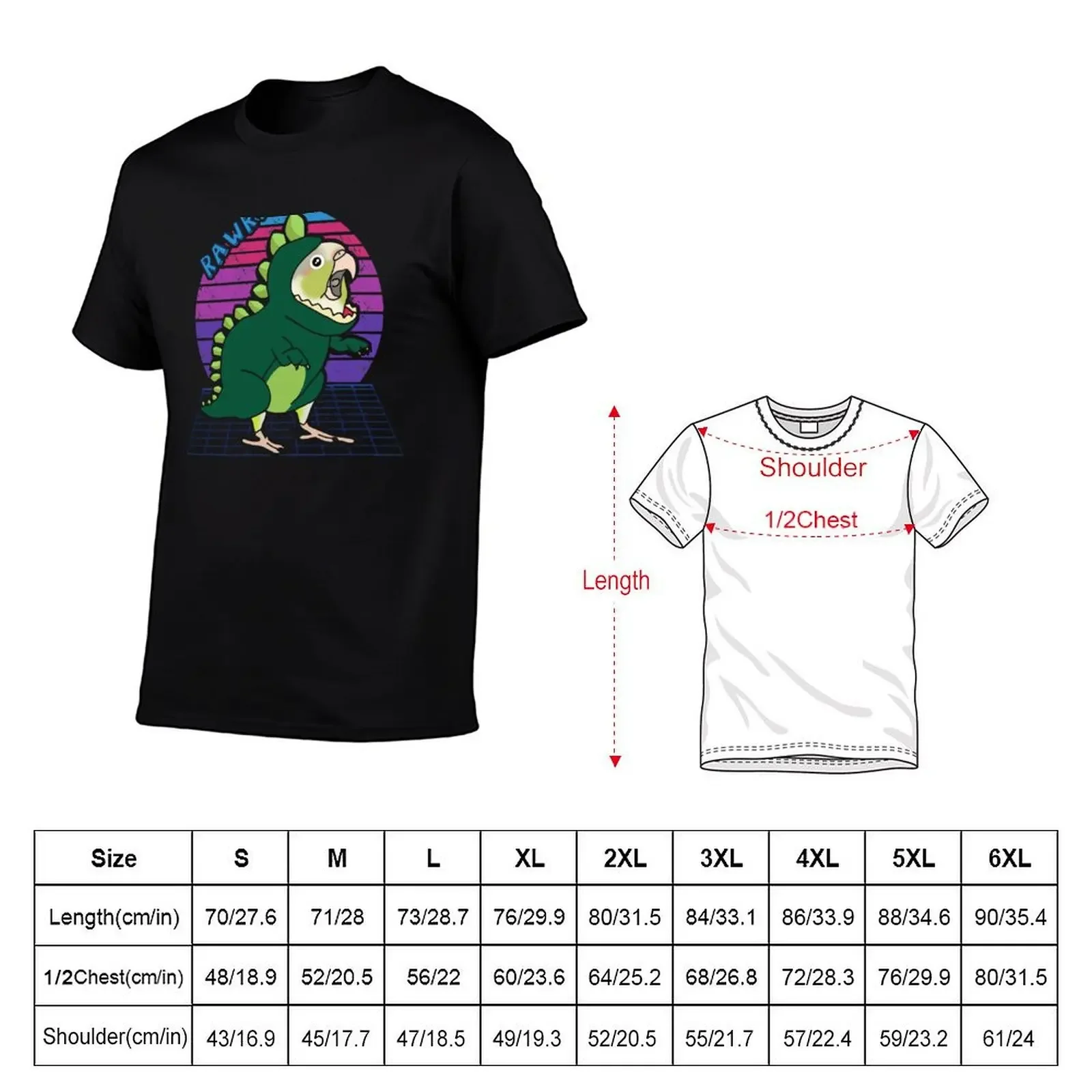 Aesthetic Vaporwave Cinnamon Conure Dinosaur Doodle T-Shirt cheap stuff cute tops kawaii clothes mens graphic t-shirts