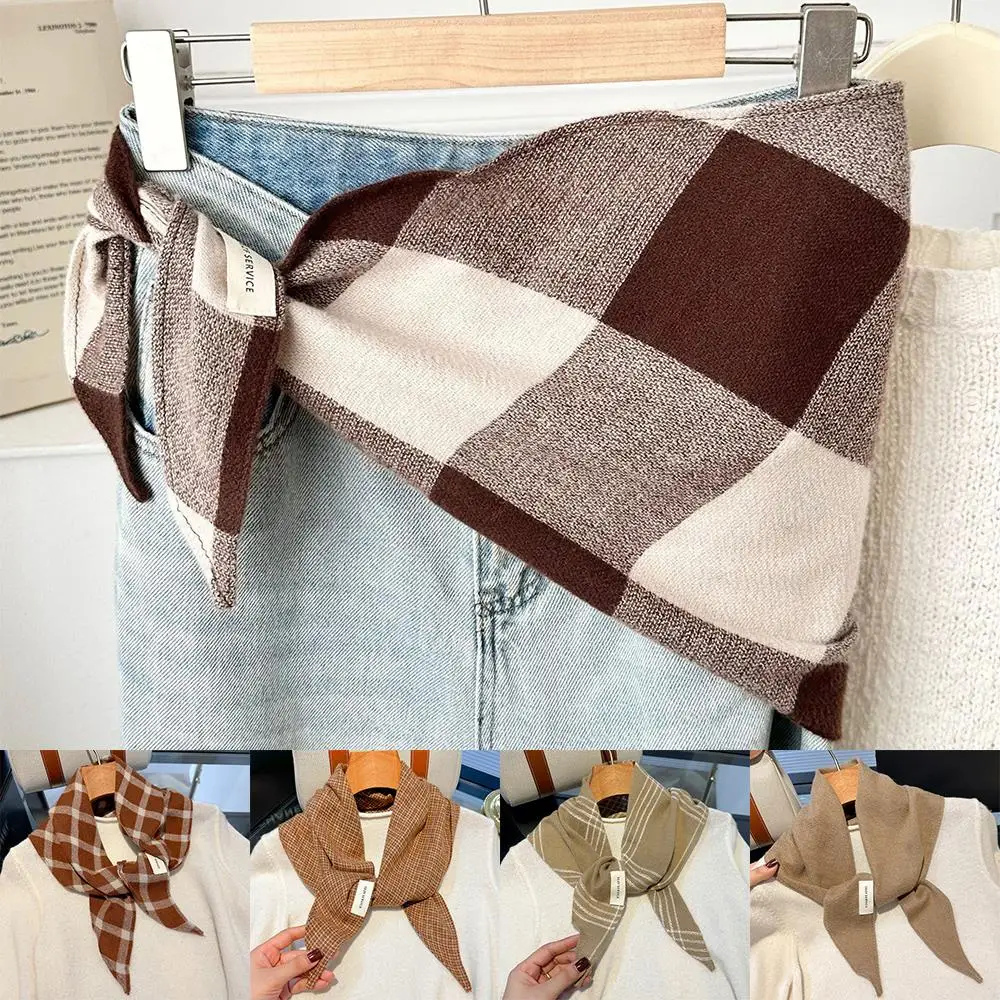 منقوشة الحجاب الصوف الحياكة التفاف الثلاثي وشاح شال صغير وشاح غير رسمي الرقبة أدفأ عناصر مفيدة شال شتاء دافئ الخمار