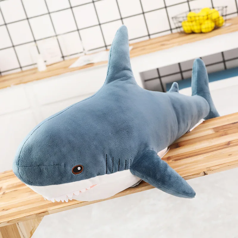 140 Cm Cute Shark Doll Kawaii Extra Large Shark Animal Stuffed Plush Toy Super Soft Sleeping Pillow Children\'s Birthday Gift