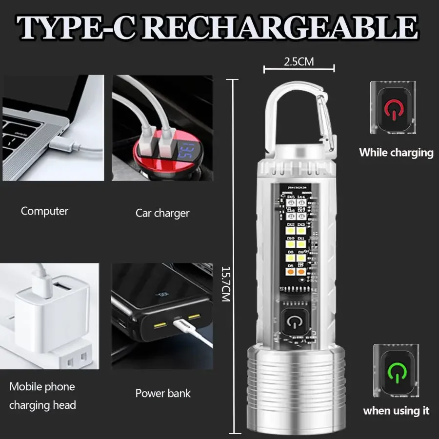 Imagem -03 - Poderosa Lanterna Led P50 Lanternas Recarregáveis Usb à Prova Impermeável Água Tocha Tática Lanterna de Acampamento Mais