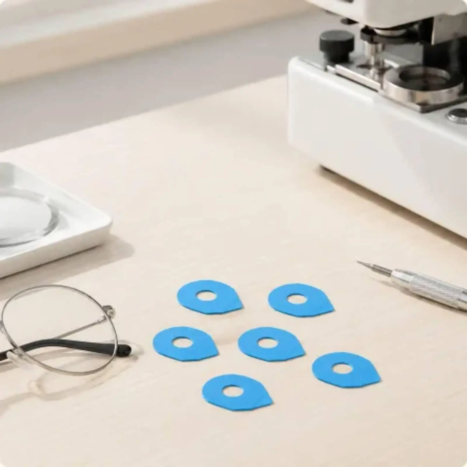 Blue Lens Processing Sticker Roll for Stable Axis Control During Eyeglass Lens Machining Work