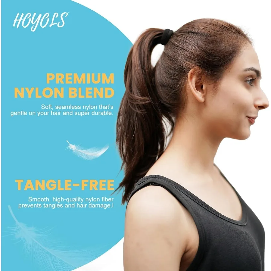 ربطات شعر سلسة من نسيج القماش الناعم أربطة سوداء للنساء والفتيات حامل ذيل حصان كبير مع 100 قطعة 1.6 بوصة Scrunchies Hea #3