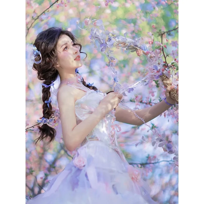 فتاة صور زهرة تنورة الباليه تنورة الرقص الحديثة خرافة الرياح الجنية التصوير زي الحلو