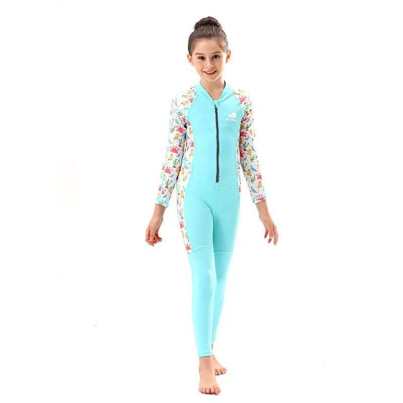 

Kids Swim Jumpsuit Swimming Clothes Girls Boys Rash Guard Swimsuit Long Sleeve Wetsuits Full Body Surfing Swimwear UPF 50+