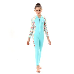Kids Swim Jumpsuit Swimming Clothes Girls Boys Rash Guard Swimsuit Long Sleeve Wetsuits Full Body Surfing Swimwear UPF 50+